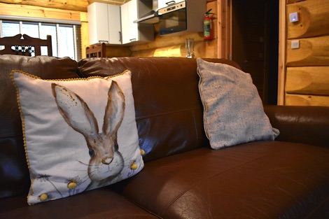 Ewes Water Log Cabins Willow Cabin living room detail